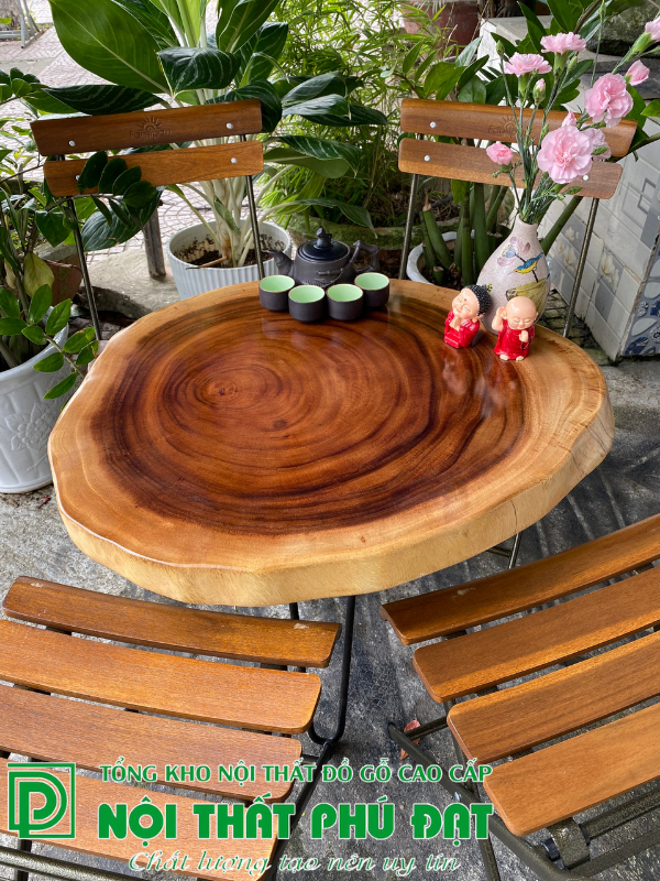 Bàn Cafe gỗ me tây Cf29- Bàn sofa, bàn decor sân vườn đẹp