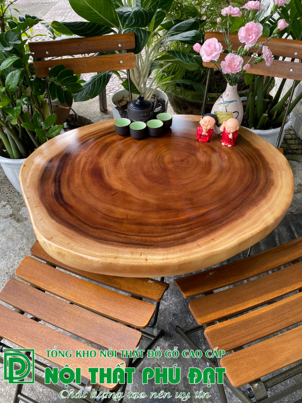 Bàn Cafe gỗ me tây Cf36- Bàn sofa, bàn decor sân vườn sang trọng