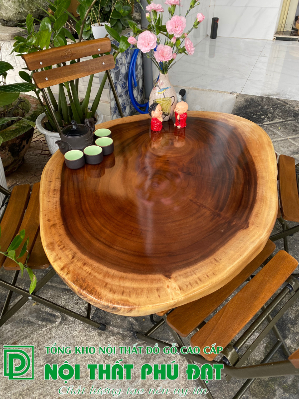 Bàn Cafe gỗ me tây Cf44- Bàn sofa, bàn decor sân vườn đẹp