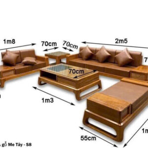 Bộ sofa gỗ me tây cao cấp S8