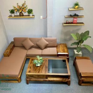 Kích thước Bộ sofa gỗ me tây cao cấp S3