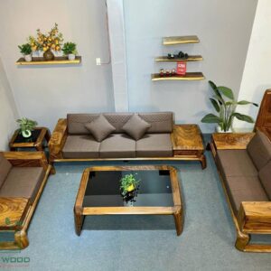 Bộ sofa gỗ me tây cao cấp S1