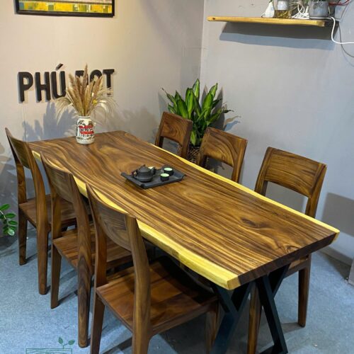 Bàn Ăn 6 Ghế Gỗ Me Tây-Không Gian Rộng Rãi Cho Những Bữa Cơm Sum Vầy