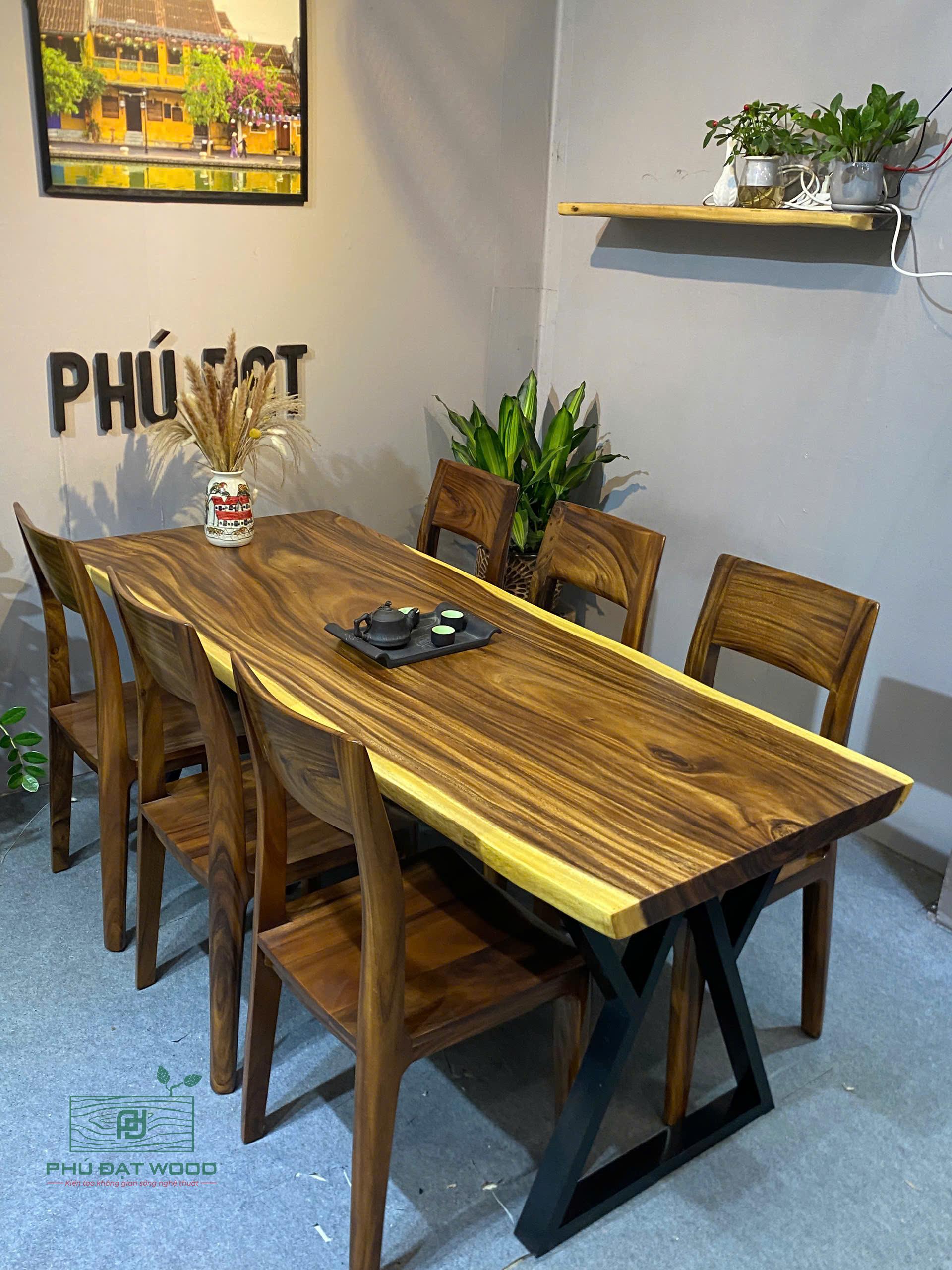 Bộ bàn ăn 8 ghế gỗ me tây