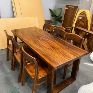Bộ bàn ăn 6 ghế gỗ me tây PĐ 160x75