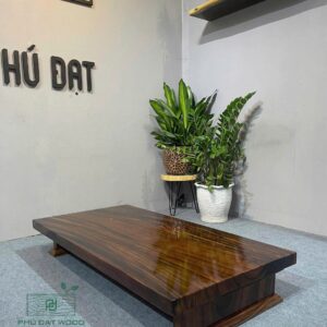 Bàn Trà Bệt Gỗ Me Tây Kèm Chân Gỗ Nguyên Khối PĐ 125x63