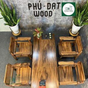 Bộ bàn phòng khách gỗ me tây thiết kế PĐ-02