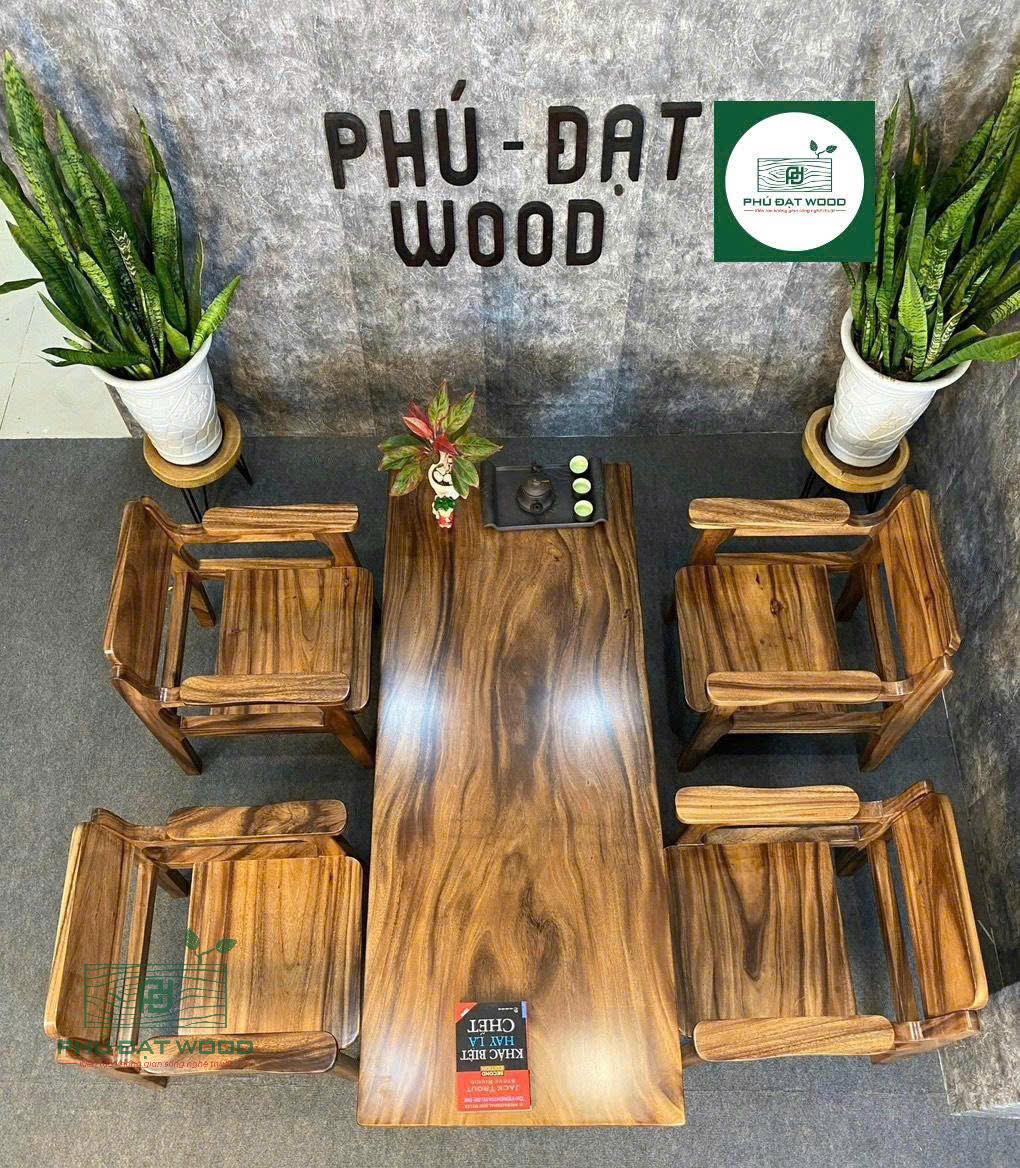 Bộ bàn phòng khách gỗ me tây thiết kế PĐ-02