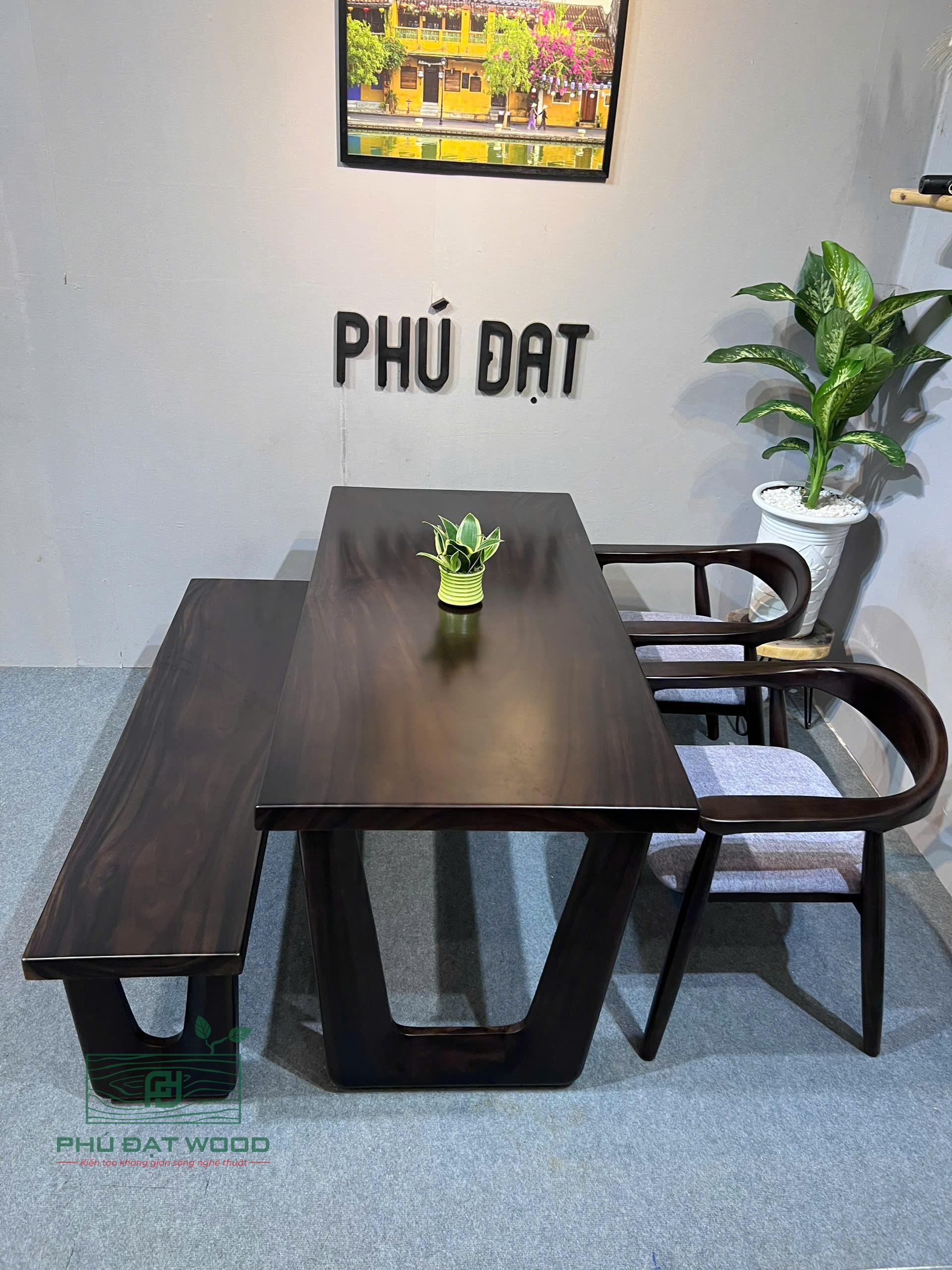 Bộ bàn ăn cao cấp gỗ me tây PĐ 150x70 
