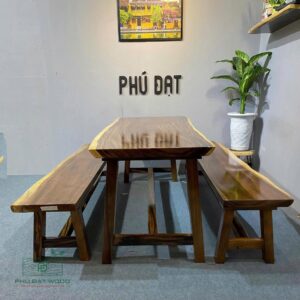 Bộ bàn ăn cao cấp gỗ me tây 202x75x73