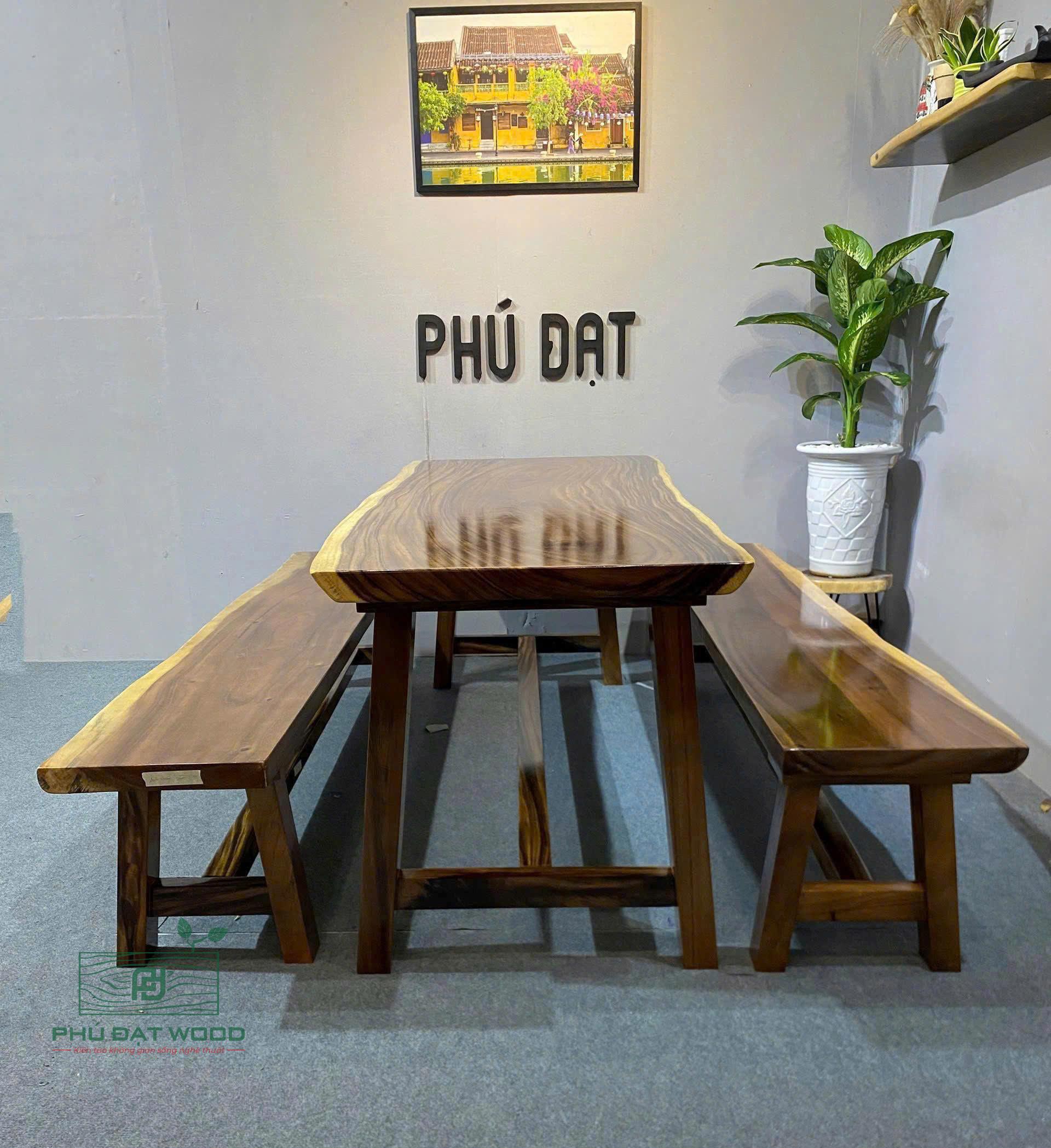 Bộ bàn ăn cao cấp gỗ me tây 202x75x73
