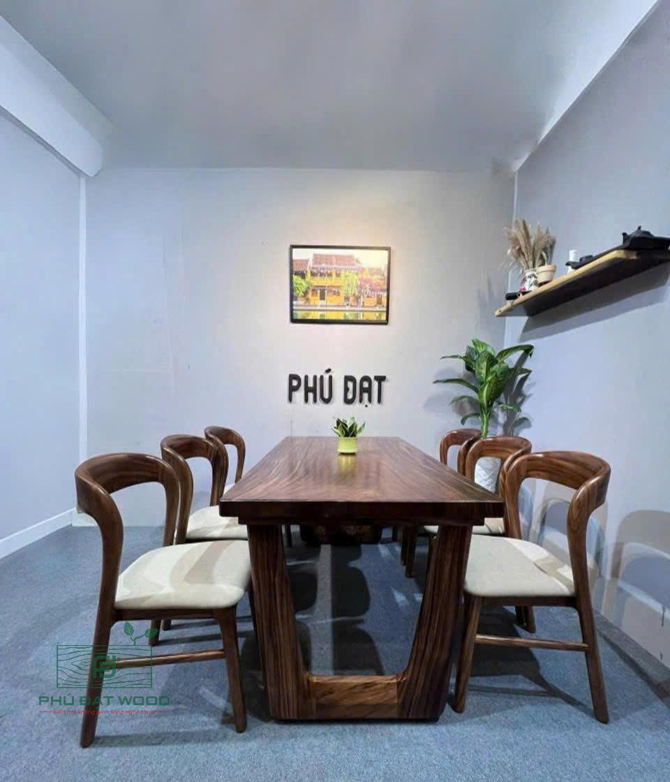 Bộ bàn ăn cao cấp gỗ me tây 160x80