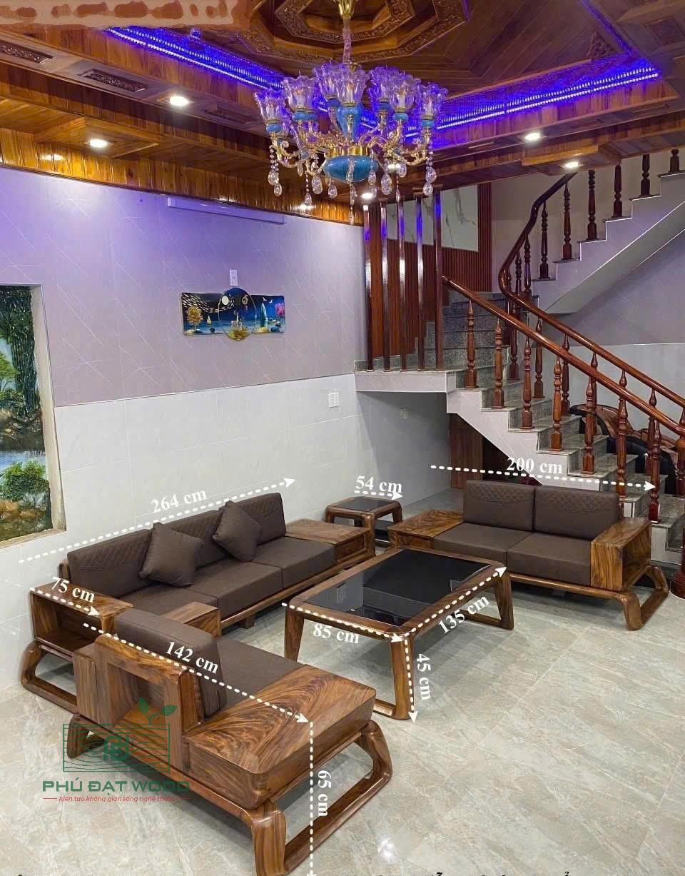 Bộ sofa gỗ me tây cao cấp S1(không nệm)
