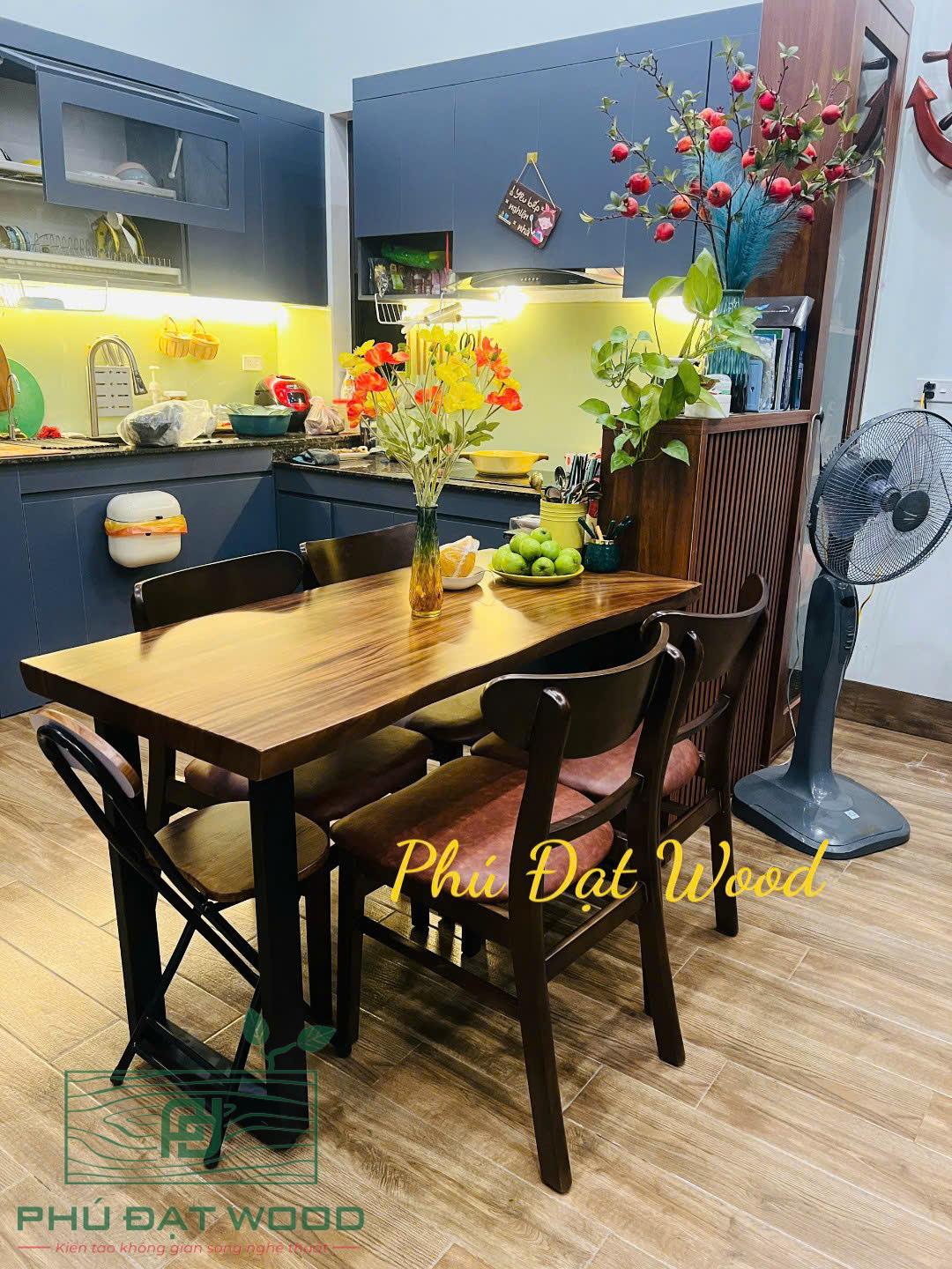 bàn ăn 4 ghế gỗ me tây gia đình