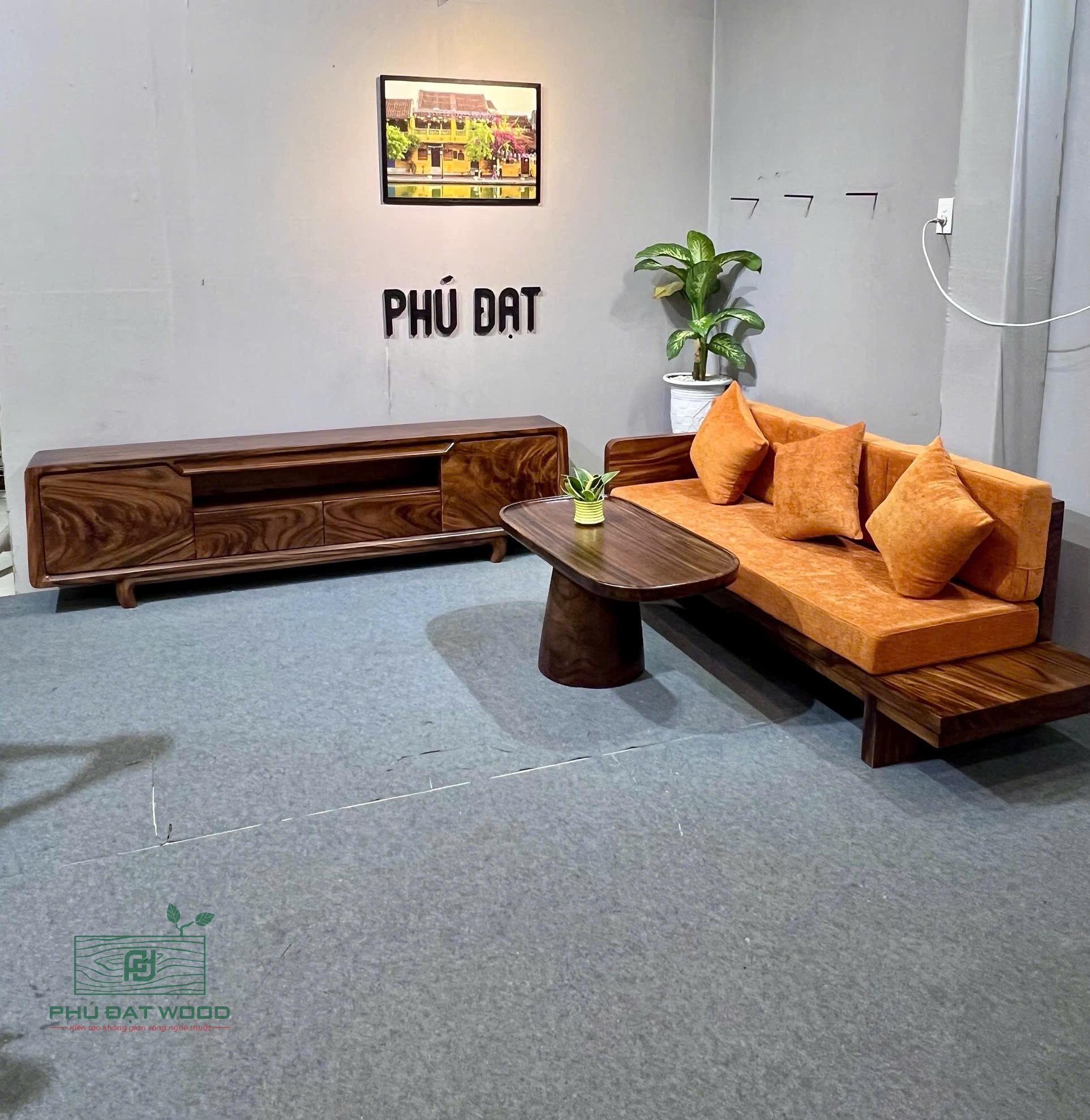 Bộ sofa gỗ me tây thiết kế theo yêu cầu
