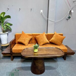 Bộ sofa gỗ me tây thiết kế theo yêu cầu