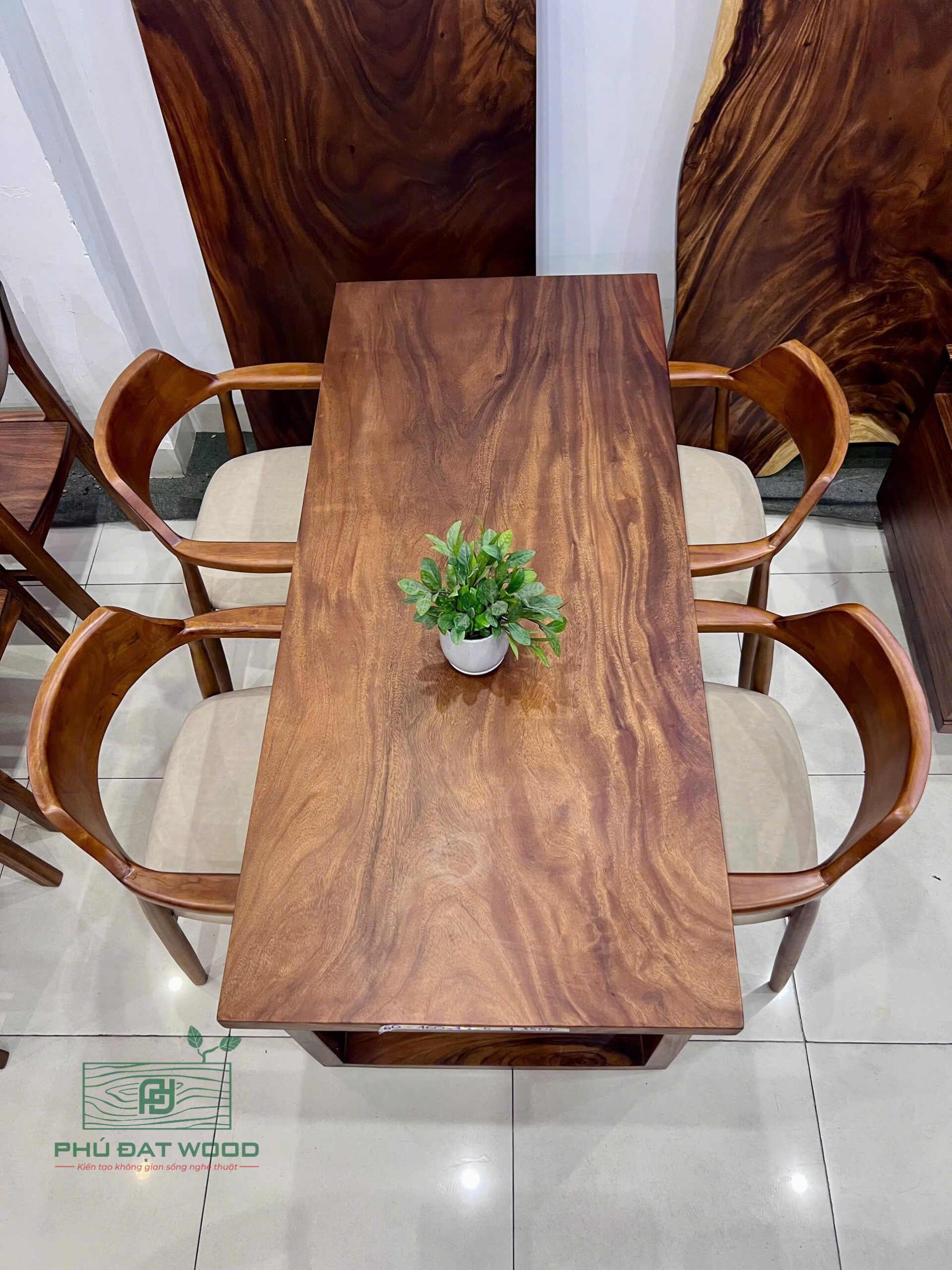 Bộ bàn sang trọng gỗ me tây PĐ 160X72