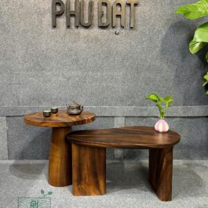 Bộ 2 Bàn Trà Gỗ Me Tây Thiết Kế Theo Yêu Cầu