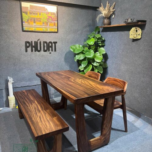 Bộ bàn ăn gỗ me tây thiết kế- Sang trọng, hiện đại