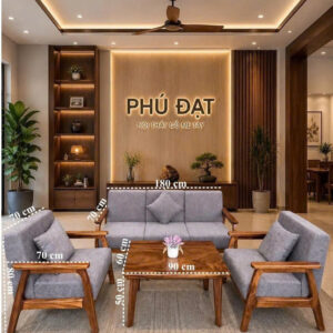 Bộ sofa gỗ me tây thiết kế S0126