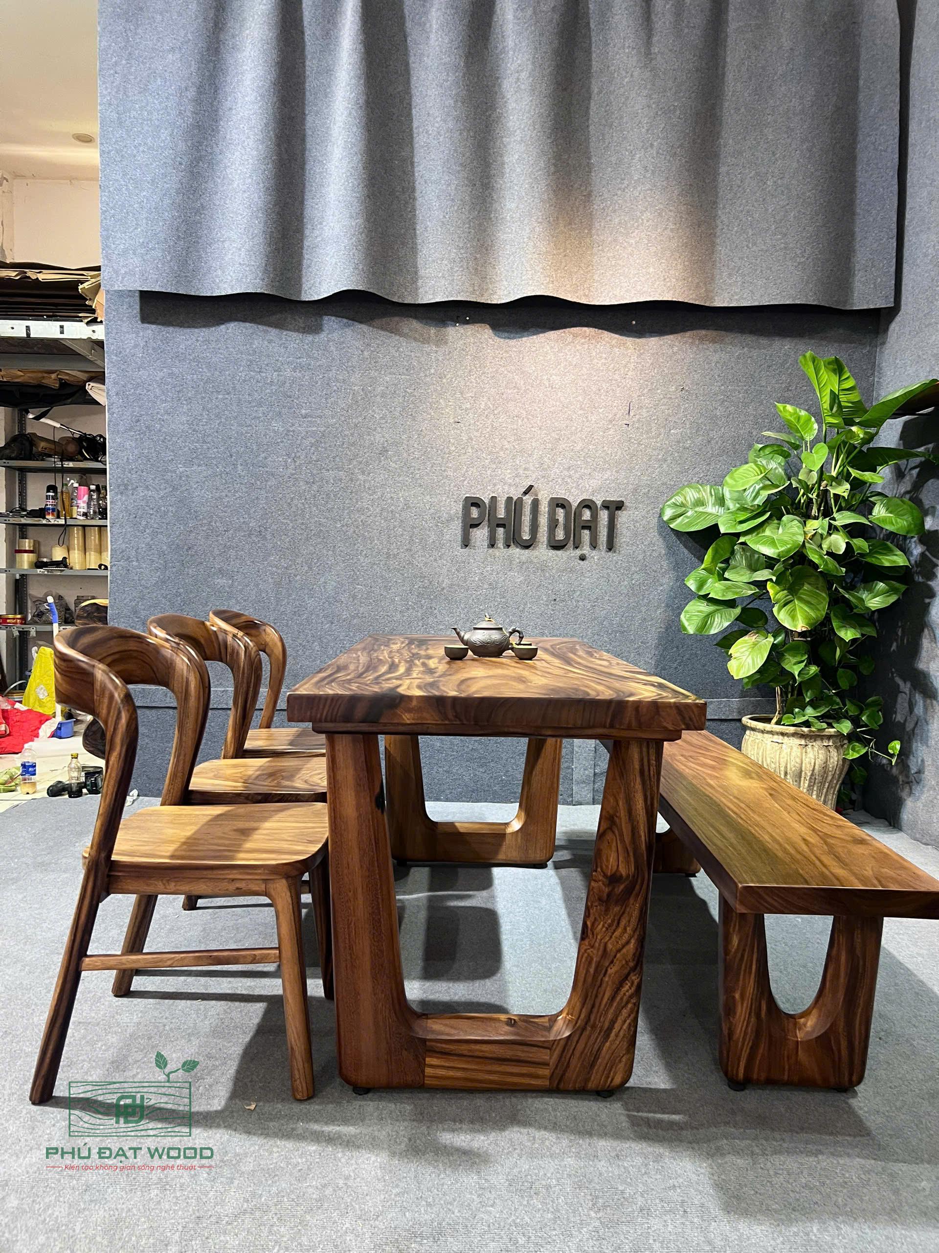 Bộ bàn1 ghế băng 3 ghế gỗ me tây