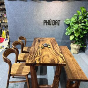 Bộ bàn1 ghế băng 3 ghế gỗ me tây