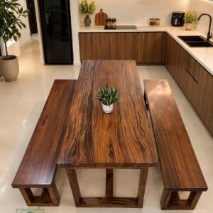Bộ bàn ghế băng gỗ me tây PĐ 180x77