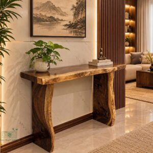 Kệ decor gỗ me tây chân gỗ cong tự nhiên