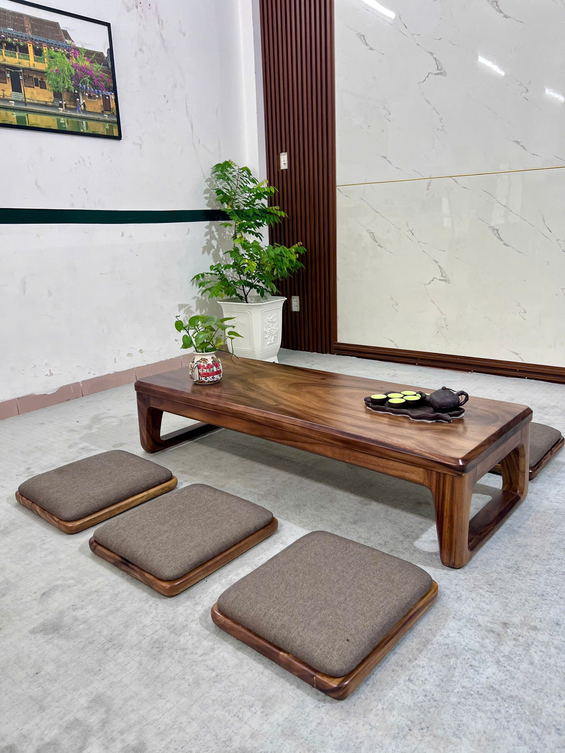 Bộ Bàn Trà Bệt Gỗ Me Tây Thiết Kế Bộ Bàn Trà Bệt Gỗ Me Tây Thiết Kế