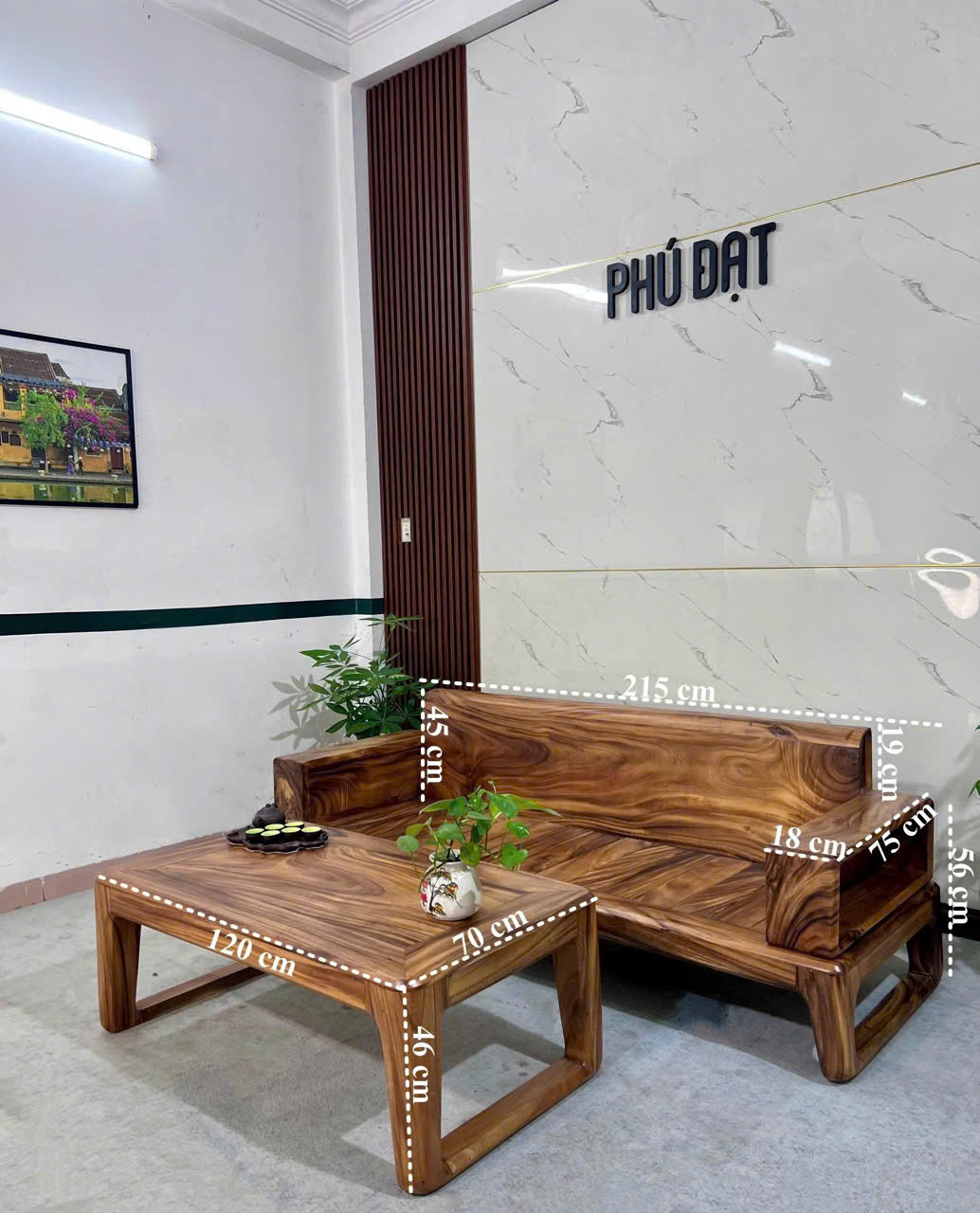 Bộ sofa 2 món gỗ me tây